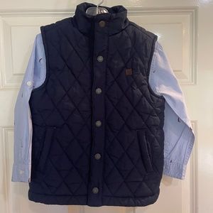Janie and Jack Quilted Boys Puffer Vest SZ 5-6 Easter Navy Blue Snap Front 2020